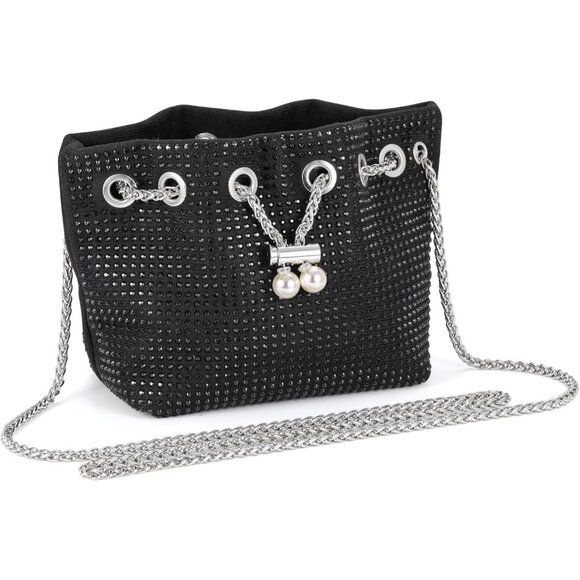 Women Glitter Pearl Crossbody Clutch Mini Bag for Formal Events - Picture 5 of 7